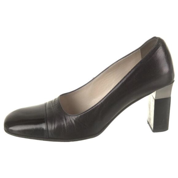 Chanel Vintage Pumps 1999 Lagerfeld Collection Black Leather Includes Box 37 - Picture 1 of 16